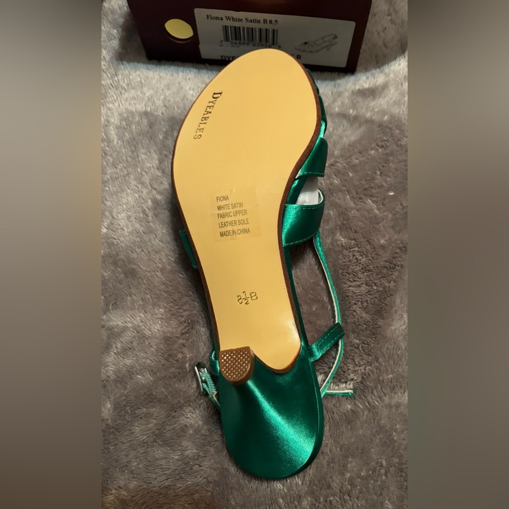 FIONA Dyeable Women's White Satin Low Kitten Heel Open Toe Sandals Style 46315 - Picture 5 of 9